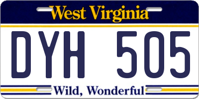 WV license plate DYH505
