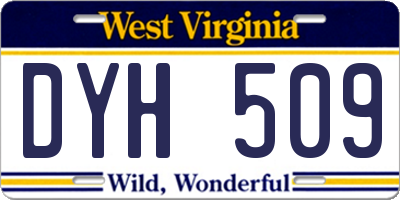 WV license plate DYH509