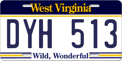 WV license plate DYH513