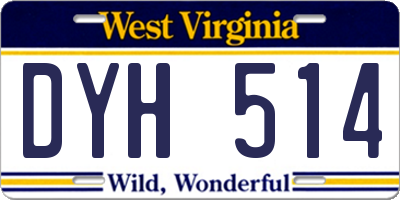WV license plate DYH514