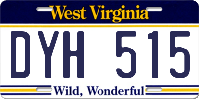 WV license plate DYH515
