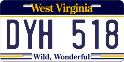 WV license plate DYH518