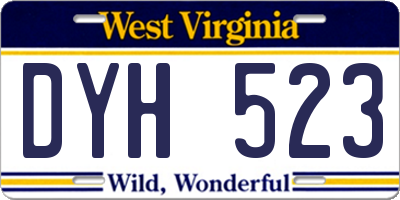 WV license plate DYH523