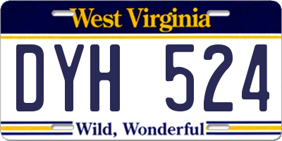WV license plate DYH524