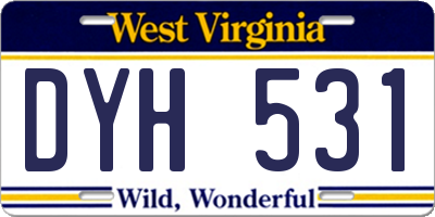 WV license plate DYH531
