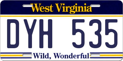 WV license plate DYH535
