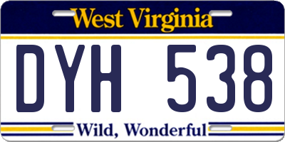 WV license plate DYH538