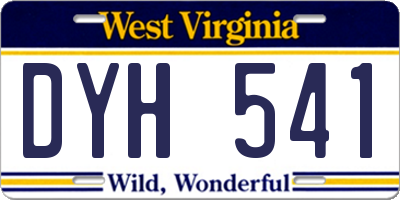 WV license plate DYH541
