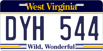 WV license plate DYH544