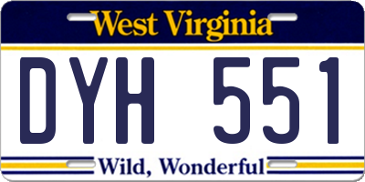 WV license plate DYH551
