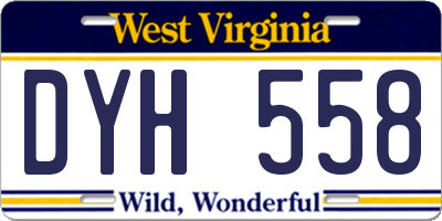 WV license plate DYH558