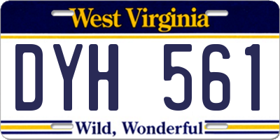 WV license plate DYH561