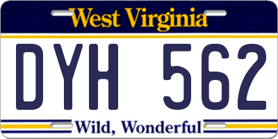 WV license plate DYH562