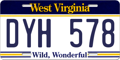 WV license plate DYH578