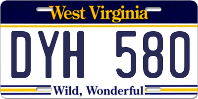 WV license plate DYH580