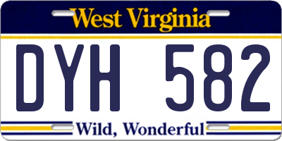 WV license plate DYH582