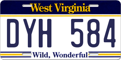 WV license plate DYH584