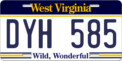 WV license plate DYH585