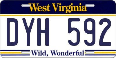 WV license plate DYH592