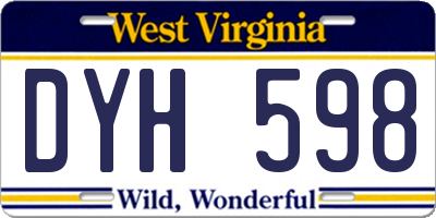 WV license plate DYH598