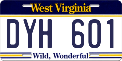 WV license plate DYH601