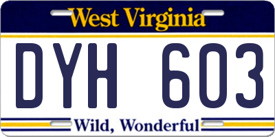 WV license plate DYH603