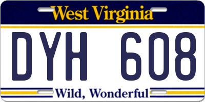 WV license plate DYH608