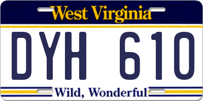 WV license plate DYH610