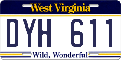 WV license plate DYH611