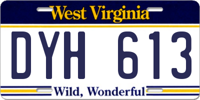WV license plate DYH613