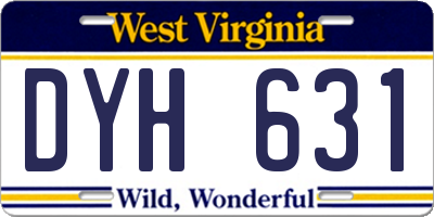WV license plate DYH631