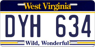 WV license plate DYH634