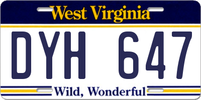 WV license plate DYH647