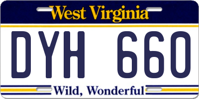 WV license plate DYH660
