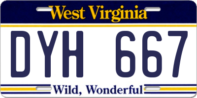 WV license plate DYH667