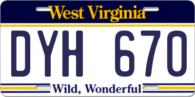 WV license plate DYH670