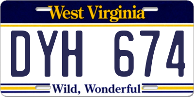 WV license plate DYH674