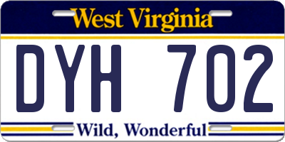 WV license plate DYH702