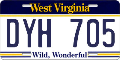 WV license plate DYH705