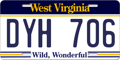 WV license plate DYH706