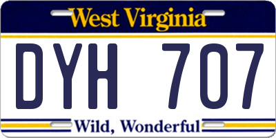 WV license plate DYH707