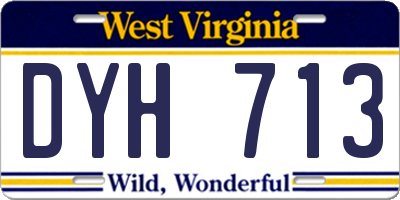 WV license plate DYH713