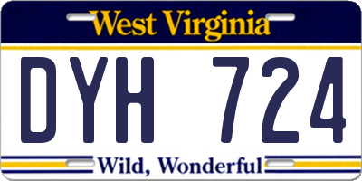 WV license plate DYH724
