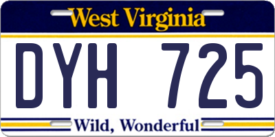 WV license plate DYH725