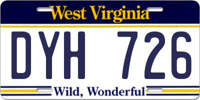 WV license plate DYH726