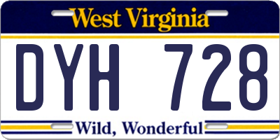 WV license plate DYH728