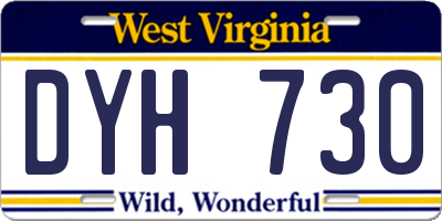 WV license plate DYH730