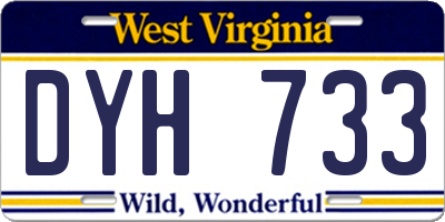 WV license plate DYH733