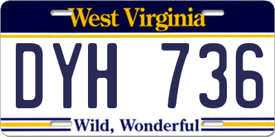 WV license plate DYH736