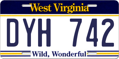WV license plate DYH742
